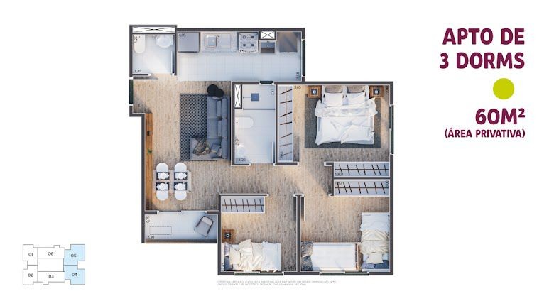 Apartamento, 3 quartos, 60 m² - Foto 16